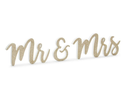 Partydeco Hochzeitsaccessoire Holzschrift Mr & Mrs 50 x 10 cm, Gold