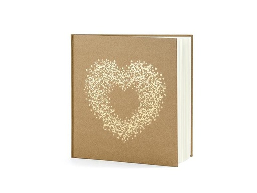 [90203472 1280010] Partydeco Gästebuch Herz 20.5 x 20.5 cm, Braun/Gold