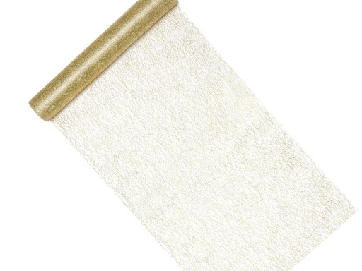 [90203490 1279908] Partydeco Tischläufer Fasernetz 36 cm x 9 m, Gold