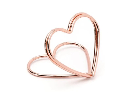 [90203600 1279901] Partydeco Tischkarte Halter Herz 2.5 cm, 10 Stück, Rosegold