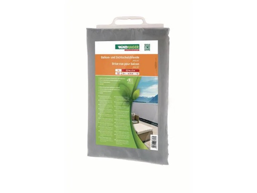 [90031710 601808] Windhager Sichtschutz Balkonbespannung Malta 0.9x5m, Silber-grau
