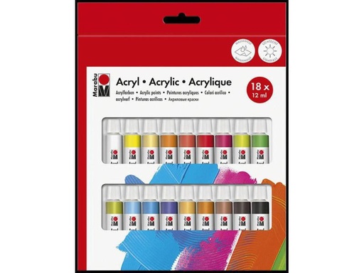 [90031761 916168] Marabu Acrylfarbe 18 x 12 ml , Mehrfarbig