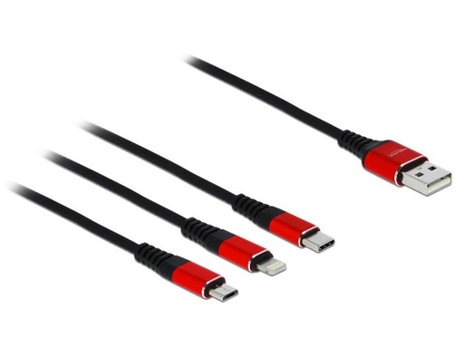 [90031902 1029216] Delock USB-Ladekabel USB-A /-C/Micro-USB B/Lightning 0.3 m