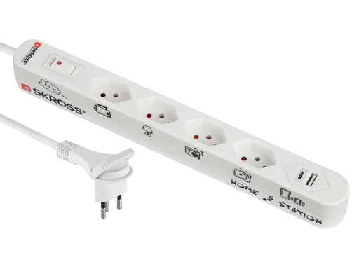 [90204945 1298540] Schönenberger Steckdosenleiste Home Station 4xT13, USB-A/C mit Schalter