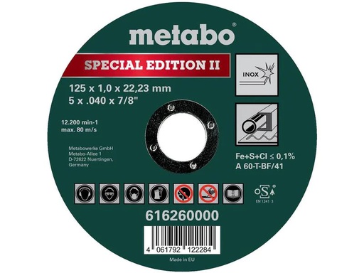 [90205618 1286955] Metabo Trennscheibe 125 x 1.0 x 22.23 mm, Inox, Special Edition II