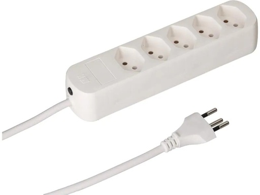 [90206517 1298057] Max Hauri Steckdosenleiste Basic-Line, 5x T13, 5 m, Weiss