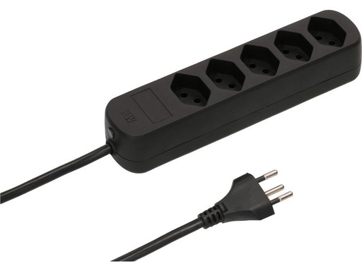 [90206693 1298058] Max Hauri Steckdosenleiste Basic-Line, 5x T13, 5 m, Schwarz
