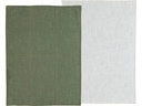 Södahl Geschirrtuch-Set Chambray Soft 2 Stück, Olivgrün/Weiss
