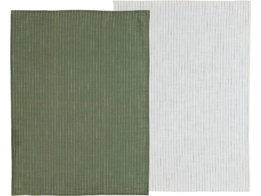 [90206970 1304044] Södahl Geschirrtuch-Set Chambray Soft 2 Stück, Olivgrün/Weiss