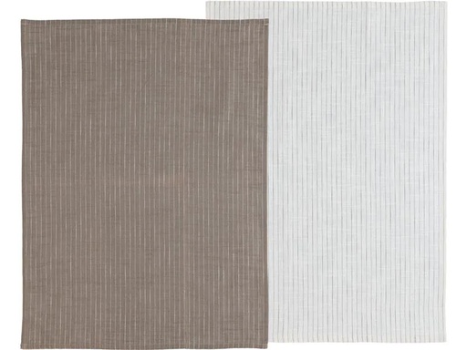 [90207005 1304041] Södahl Geschirrtuch-Set Chambray Soft 2 Stück, Taupe/Weiss