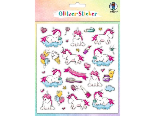 [90207042 1247044] URSUS Motivsticker Glitter Fun Einhorn 4 Blatt, 151 Sticker