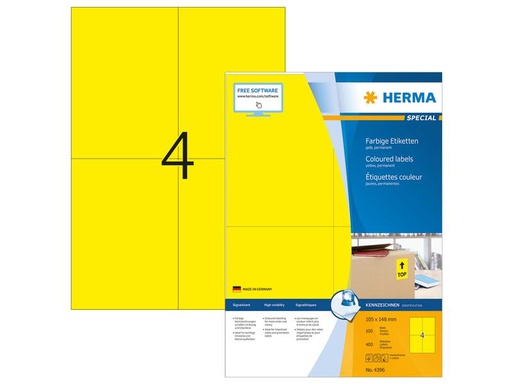 [90207496 1293588] HERMA Universal-Etiketten 105 x 148 mm Gelb, 400 Etiketten
