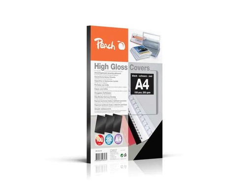 [90032534 543080] Peach Einbanddeckel High Gloss A4, 250 g/m², 100 Stück, Schwarz