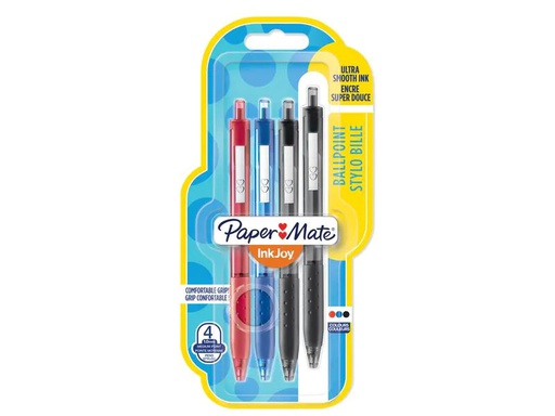 [90207714 1301301] Paper Mate Kugelschreiber Inkjoy 300 RT 1 mm, Rot/Blau/Schwarz, 4 Stück