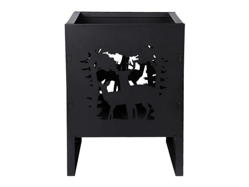 [90207771 1303919] Esschert Design Feuerkorb Quadratisch mit Hirsch, Schwarz