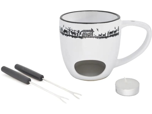 [90208271 1292169] Heidi Cheese Line Schokoladenfondue-Set Alpes 4 Teile, Weiss