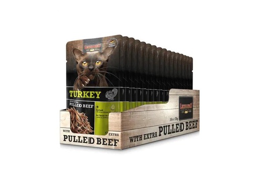 [90208539 1294564] Leonardo Cat Food Nassfutter Truthahn &amp; Pulled Beef, 16 x 70 g