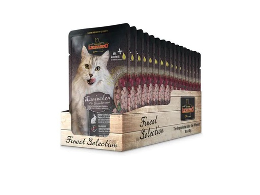 [90208542 1294554] Leonardo Cat Food Nassfutter Kaninchen&amp;Cranberries, 16 x 85 g