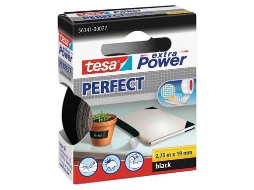 [90032782 339036] tesa Klebeband extra Power Perfect 19 mm x 2.75 m, Schwarz