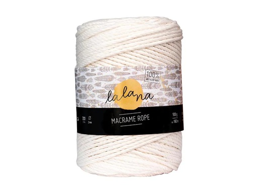 [90208603 1301190] lalana Wolle Macrame rope 2 mm, 500g, Hellbeige