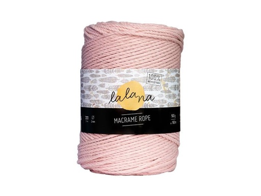 [90208876 1301192] lalana Wolle Macrame rope 2 mm, 500g, Hellrosa