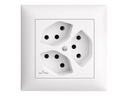 Feller EDIZIOdue UP-Steckdosen EDIZIOdue, 3xT13, Weiss Komplettset mit Rahmen