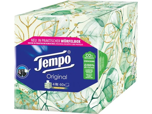 [90209069 1298405] Tempo Taschentücher-Box Original Würfelbox 4-lagig 60 Stück