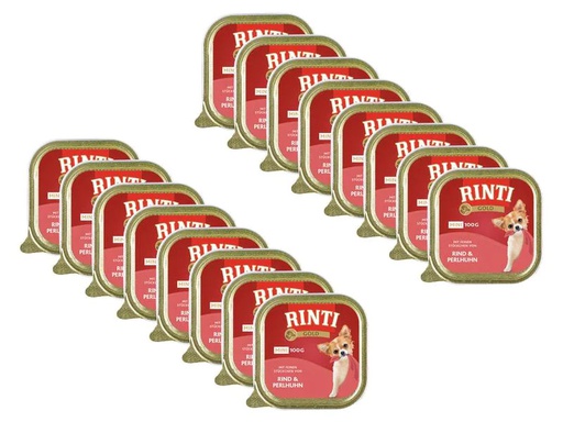 [90209102 1304991] Rinti Nassfutter Gold Mini Rind &amp; Perlhuhn, 16 x 100 g