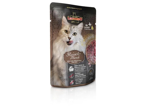 [90209105 1294491] Leonardo Cat Food Nassfutter Fleisch-Menü, 85 g