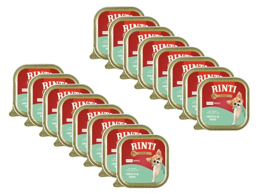 [90209114 1304993] Rinti Nassfutter Gold Mini Hirsch &amp; Rind, 16 x 100 g