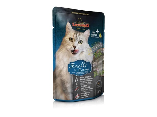 [90209127 1294492] Leonardo Cat Food Nassfutter Forelle &amp; Catnip, 85 g