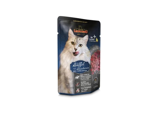 [90209128 1294501] Leonardo Cat Food Nassfutter Büffel &amp; Blaubeeren, 85 g