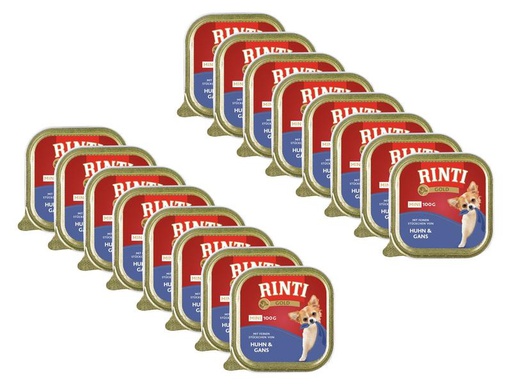 [90209156 1304992] Rinti Nassfutter Gold Mini Huhn &amp; Gans, 16 x 100 g