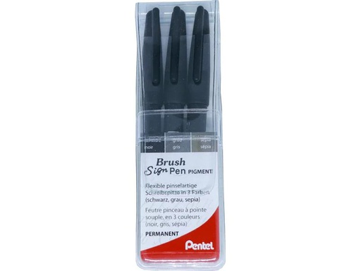 [90209859 1292847] pentel Filzstift Brush Sign Pen Pigment 3-teilig