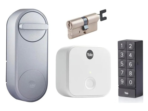 [90210115 1304663] Yale Linus Smart Lock, Silber EU, inkl. Bridge, Keypad, Zylinder