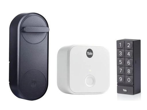 [90210128 1304665] Yale Linus Smart Lock, Schwarz EU, inkl. Bridge, Keypad