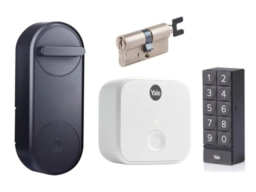[90210170 1304666] Yale Linus Smart Lock, Schwarz EU, inkl. Bridge, Keypad, Zylinder
