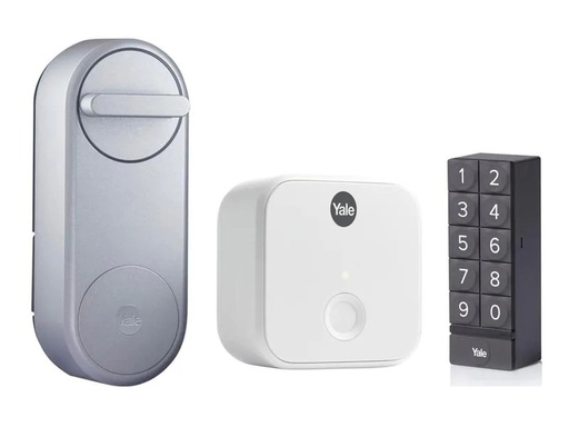 [90210199 1304662] Yale Linus Smart Lock, Silber EU, inkl. Bridge, Keypad