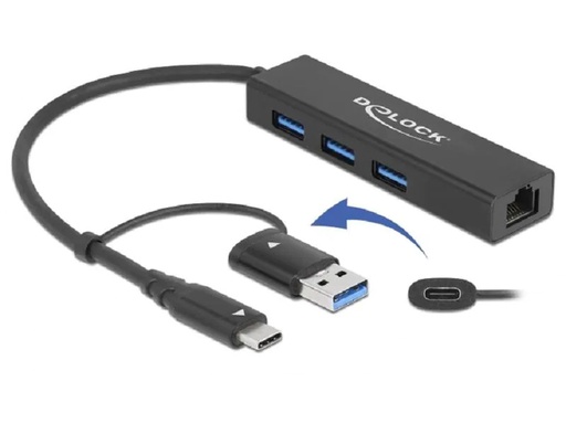 [90210235 1302682] Delock USB-Hub 3.0 Typ-C + LAN