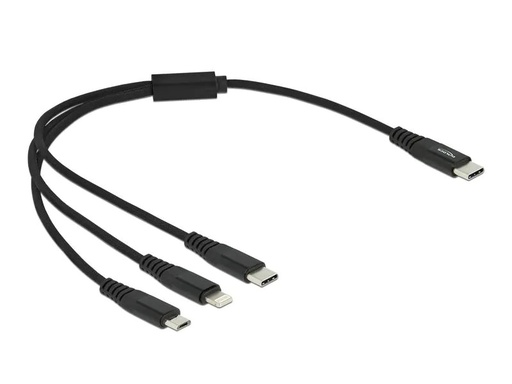 [90210522 1304750] Delock USB-Ladekabel USB C - Lightning/Micro-USB B/USB C 0.3 m