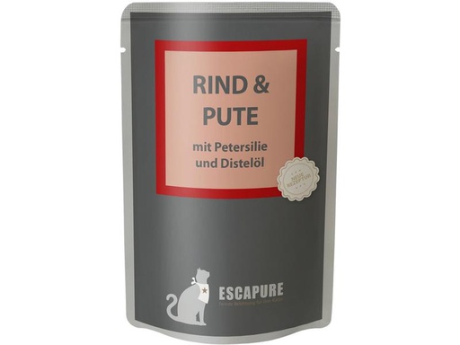 [90210654 1301099] Escapure Nassfutter Pouch Rind &amp; Pute, 100 g