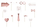 Partydeco Hochzeitsaccessoire Photo Booth Set 12-teilig, Rosegold