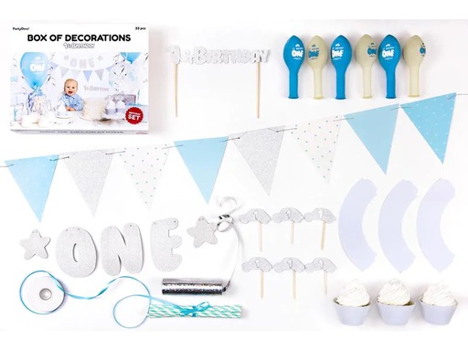 [90210854 1269823] Partydeco Partyset 1st Birthday silber 9-teilig, Silber, Blau