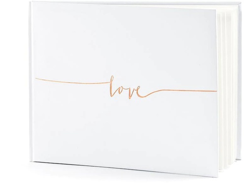 [90210870 1300069] Partydeco Gästebuch Love 24 x 18.5 cm, 22 Seiten, Rosegold; Weiss