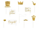 Partydeco Hochzeitsaccessoire Photo Booth Wedding Set 10-teilig, Gold