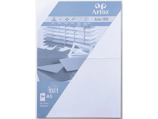 [90033340 1212344] Artoz Blankokarte 1001, A5, 5 Blatt, Blütenweiss