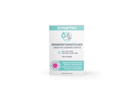 [90211066 1311295] Martec Desinfektionstücher für die Hände mit Aloe Vera 10 Stück