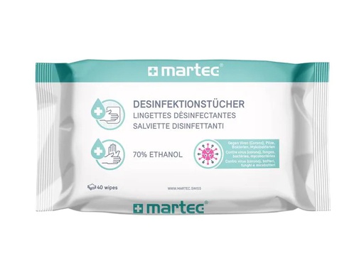 [90211089 1311298] Martec Desinfektionstücher für die Hände mit Aloe Vera 40 Stück