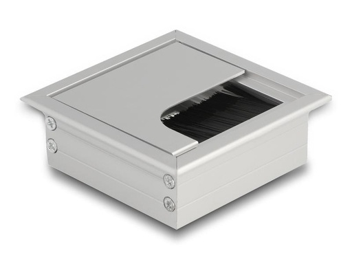 [90211127 1306844] Delock Einbaurahmen für Tisch mit Bürste 80x80x28mm, Silber