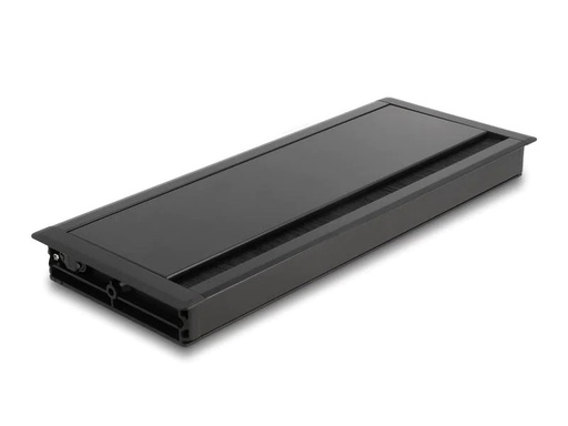 [90211211 1306841] Delock Einbaurahmen für Tisch mit Bürste 300x120x28mm, Schwarz